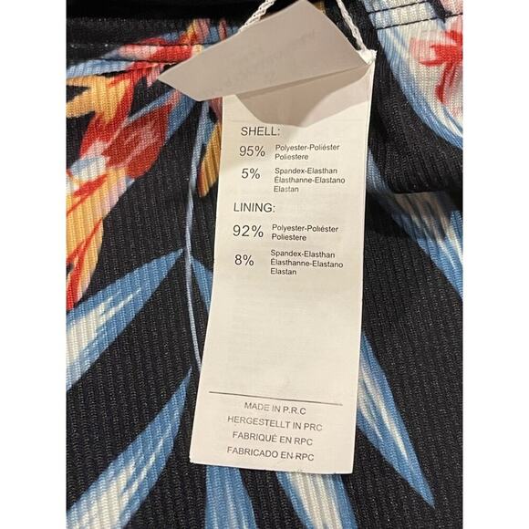 Cupshe Women Bikini Small NWT 2 Piece Maroon Black Ribbed Tropical High Waist - Picture 4 of 5